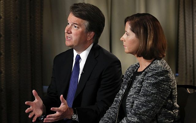 Brett Kavanaugh, with his wife Ashley Estes Kavanaugh, answers questions during a FOX News interview, Monday, September 24, 2018, in Washington, about allegations of sexual misconduct against the Supreme Court nominee. (AP Photo/Jacquelyn Martin) Brett Kavanaugh, with his wife Ashley Estes Kavanaugh, answers questions during a FOX News interview, Monday, September 24, 2018, in Washington, about allegations of sexual misconduct against the Supreme Court nominee. (AP Photo/Jacquelyn Martin)