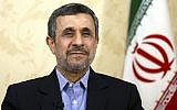 Former Iranian President Mahmoud Ahmadinejad gives an interview to The Associated Press at his office in Tehran, Iran, April 15, 2017. (Ebrahim Noroozi/AP)