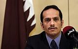 Qatari Foreign Minister Sheikh Mohammed bin Abdulrahman al-Thani talks to journalists during a press conference in Rome on July 1, 2017. (AP Photo/Gregorio Borgia)
