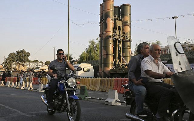 A Russian-made S-300 air defense system is on display for the annual Defense Week, marking the 37th anniversary of the 1980s Iran-Iraq war, at Baharestan Square in Tehran, Iran, September 24, 2017. (AP/Vahid Salemi) A Russian-made S-300 air defense system is on display for the annual Defense Week, marking the 37th anniversary of the 1980s Iran-Iraq war, at Baharestan Square in Tehran, Iran, September 24, 2017. (AP/Vahid Salemi)