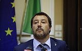 Italy's Interior Minister and Deputy-Premier Matteo Salvini attends a news conference after meeting Hungary's Prime Minister Viktor Orban, in Milan, Italy, August 28, 2018. (AP Photo/Luca Bruno)