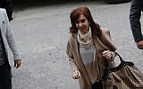 Argentina's former President Cristina Fernandez arrives to court in Buenos Aires, Argentina, Sept. 3, 2018  (AP Photo/Sebastian Pani)