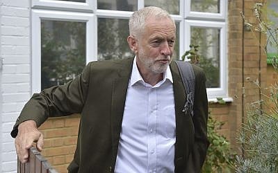 Britain's Labour party leader Jeremy Corbyn leaves his house in London ahead of a meeting of the party's National executive Committee, in London, Tuesday Sept. 4, 2018 (Nick Ansell/PA via AP)