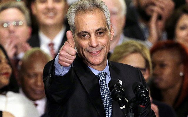 In this April 7, 2015, file photo, Chicago Mayor Rahm Emanuel celebrates at Plumbers Local 130 Union Hall in Chicago after winning in a runoff election for a second term in office. Emanuel, a Democratic congressman and chief of staff to President Barack Obama before becoming mayor in 2011, announced Tuesday, Sept. 4, 2018, that he won't seek a third term in 2019. (AP Photo/Nam Y. Huh,) In this April 7, 2015, file photo, Chicago Mayor Rahm Emanuel celebrates at Plumbers Local 130 Union Hall in Chicago after winning in a runoff election for a second term in office. Emanuel, a Democratic congressman and chief of staff to President Barack Obama before becoming mayor in 2011, announced Tuesday, Sept. 4, 2018, that he won't seek a third term in 2019. (AP Photo/Nam Y. Huh,)