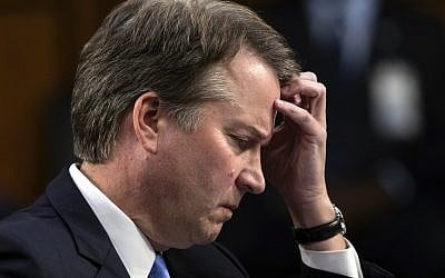 In this September 6, 2018 photo, Supreme Court nominee, Brett Kavanaugh waits to testify before the Senate Judiciary Committee for the third day of his confirmation hearing, on Capitol Hill in Washington. (AP Photo/J. Scott Applewhite)