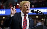 US President Donald Trump speaks during a campaign rally, Sept. 21, 2018, in Springfield, Missouri. (AP Photo/Evan Vucci)