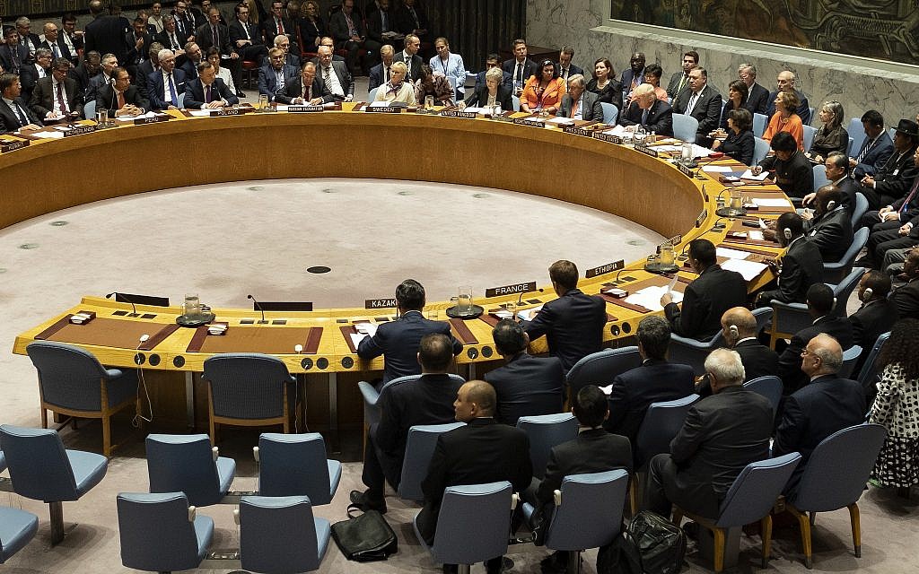 President Donald Trump addresses the United Nations Security Council during the 73rd session of the United Nations General Assembly, at UN headquarters, Sept. 26, 2018. (AP Photo/Craig Ruttle)