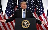 US President Donald Trump speaks during a news conference at the Lotte New York Palace hotel during the United Nations General Assembly, September 26, 2018, in New York. (AP Photo/Evan Vucci)