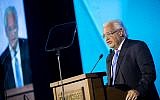 US Ambassador to Israel David Friedman speaks during the 6th Global Forum for Combating Antisemitism conference at the Jerusalem Convention Center, on March 19, 2017. (Yonatan Sindel/Flash90)