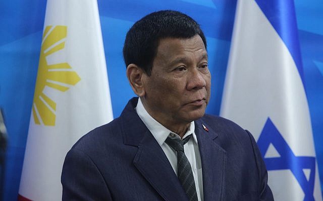 President of the Philippines Rodrigo Duterte in Jerusalem on September 3, 2018. (Marc Israel Sellem) President of the Philippines Rodrigo Duterte in Jerusalem on September 3, 2018. (Marc Israel Sellem)
