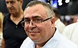 MK David Bitan speaks with supporters at a Likud event for Rosh Hashanah in Tel Aviv on Sep. 06, 2018. (Gili Yaari/FLASH90)