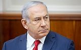 Prime Minister Benjamin Netanyahu leads the weekly cabinet meeting, at the Prime Minister's Office in Jerusalem, September 16, 2018. (Marc Israel Sellem/Flash90)