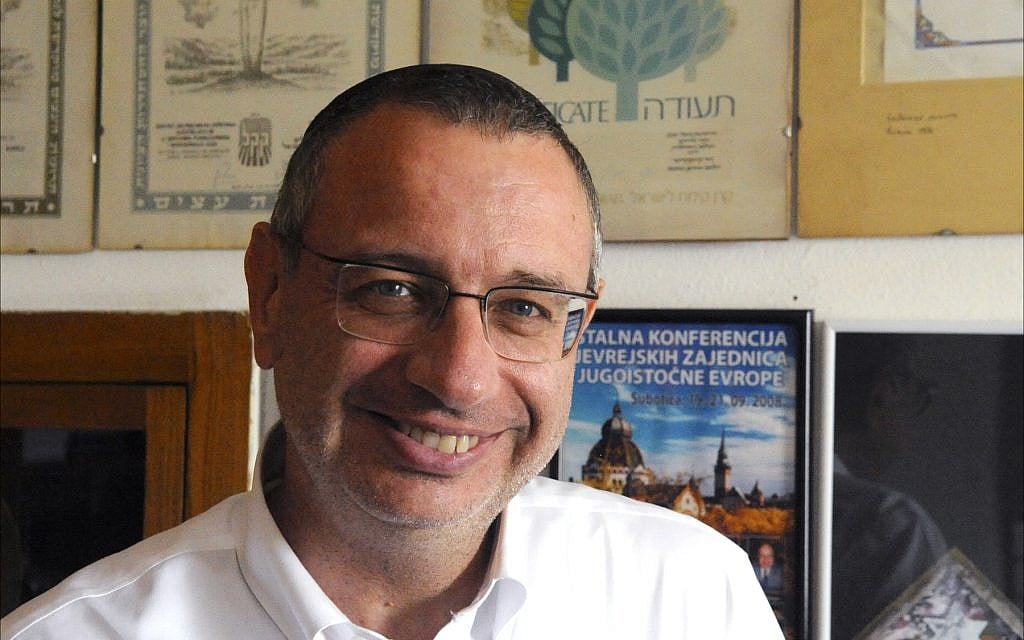 Rabbi Yitzhak Asiel, whose congregation, Sukat Shalom, is the only functioning Jewish synagogue in Belgrade, June 2018. (Larry Luxner/Times of Israel)