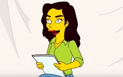 Gal Gadot on the 30th season premiere of the Simpsons airing on September 30, 2018. (Screen capture/YouTube)