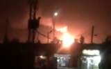 Illustrative. An explosion reportedly caused by an Israeli strike is seen at the Mazzeh military base near Damascus, Syria, on September 2, 2018. (Screen capture: Twitter)
