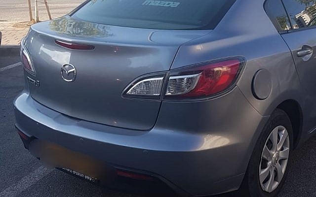 The vehicle being driven by a Palestinian whp police say was planning on carrying out a terror attack before he was arrested on September 22, 2018. (Israel Police) The vehicle being driven by a Palestinian whp police say was planning on carrying out a terror attack before he was arrested on September 22, 2018. (Israel Police)
