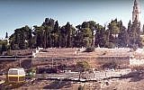 Artist's impression of a cable car crossing Jerusalem's Hinnom Valley to Mount Zion, from a promotional video uploaded to YouTube.