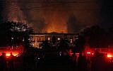 A view of the fire at Brazil’s National Museum, September 2, 2018. (Tania Rego/Agencia Brasil via JTA)