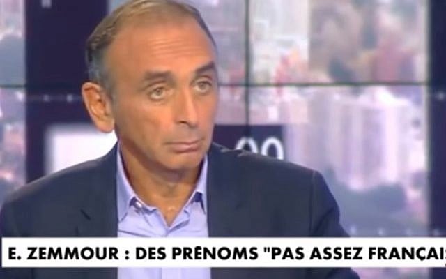 French Jewish historian Eric Zemmour appears on television September 20, 2018. (Screen capture: YouTube) French Jewish historian Eric Zemmour appears on television September 20, 2018. (Screen capture: YouTube)