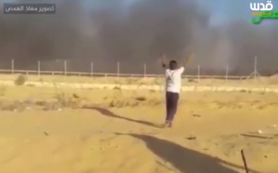 Video footage appears to show a 16-year-old Palestinian shot while his hands were in the air in Gaza, September 8, 2018 (Screenshot)