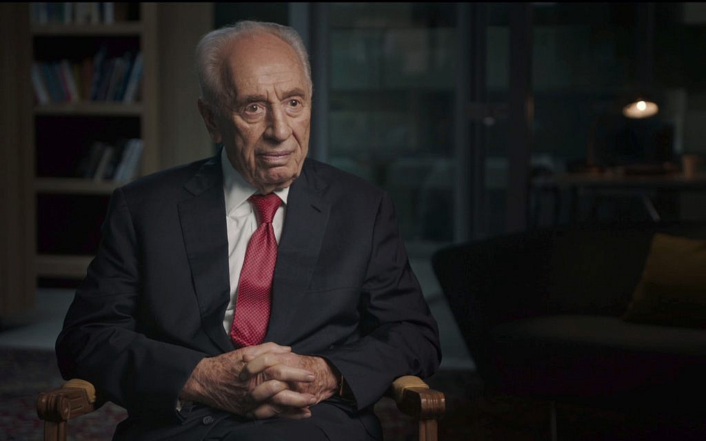 President Shimon Peres in what is likely his final interview, in HBO's 'The Oslo Diaries.' (Courtesy of HBO)