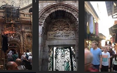 Stills from celebrity chef Gordon Ramsay's Instagram videos of his trip to the Old City of Jerusalem on September 20, 2018. (Screen capture: Instagram)