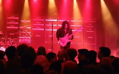 Swedish guitar icon Yngwie Malmsteen performs in Tel Aviv on September 12, 2018. (Screen capture: YouTube)