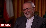 Iranian Foreign Minister Mohammad Javad Zarif speaks on CBS's 'Face the Nation' on September 30, 2018. (Screen capture: CBS News)