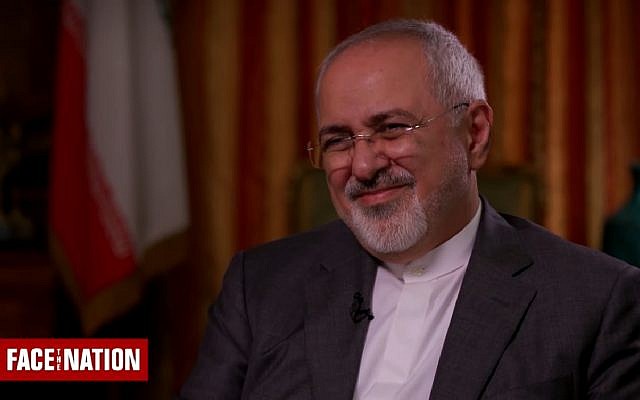 Iranian Foreign Minister Mohammad Javad Zarif speaks on CBS's 'Face the Nation' on September 30, 2018. (Screen capture: CBS News) Iranian Foreign Minister Mohammad Javad Zarif speaks on CBS's 'Face the Nation' on September 30, 2018. (Screen capture: CBS News)