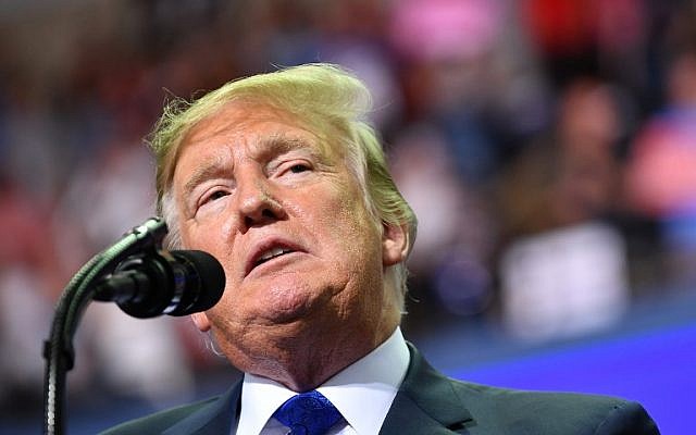 US President Donald Trump speaks during a "Make America Great Again" rally at Landers Center in Southaven, Mississippi, on October 2, 2018. (MANDEL NGAN/AFP) US President Donald Trump speaks during a "Make America Great Again" rally at Landers Center in Southaven, Mississippi, on October 2, 2018. (MANDEL NGAN/AFP)