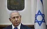 Prime Minister Benjamin Netanyahu leads the weekly cabinet meeting at the Prime Minister's Office in Jerusalem on October 7, 2018 (AFP PHOTO / POOL / ABIR SULTAN)
