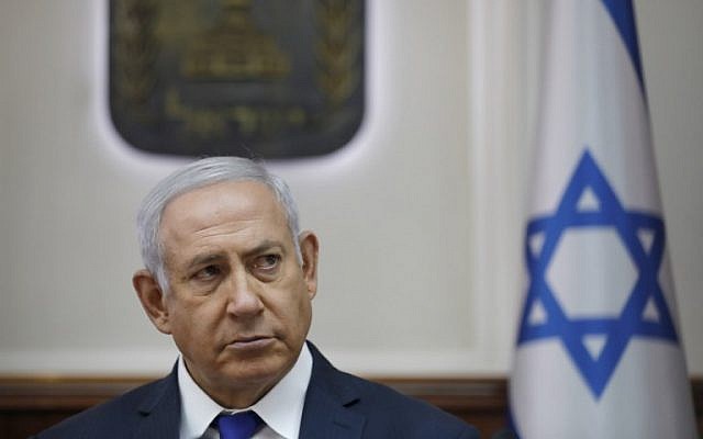 Prime Minister Benjamin Netanyahu leads the weekly cabinet meeting at the Prime Minister's Office in Jerusalem on October 7, 2018 (AFP PHOTO / POOL / ABIR SULTAN) Prime Minister Benjamin Netanyahu leads the weekly cabinet meeting at the Prime Minister's Office in Jerusalem on October 7, 2018 (AFP PHOTO / POOL / ABIR SULTAN)