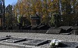View taken on October 14, 2018. shows the monument commemorating victims of German-Nazi death camp in Auschwitz-Birkenau (Janek SKARZYNSKI / AFP)