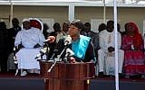 International Criminal Court (ICC) chief prosecutor Fatou Bensouda delivers a speech in Kotu, near Banjul, on October 15, 2018. (Claire Bargeles/AFP)