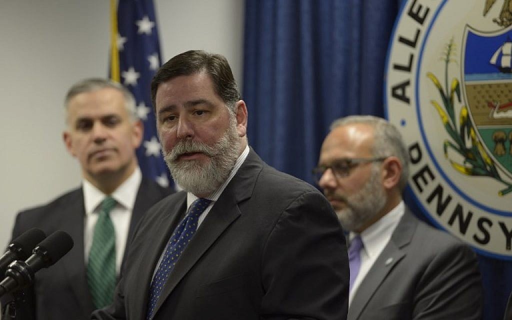 Pittsburgh Mayor Bill Peduto addresses members of the media on October 28, 2018 during a press conference in Pittsburgh, after eleven people were shot dead and six injured during a shooting at Tree of Life synagogue on October 27, 2018. (Photo by Dustin Franz / AFP)