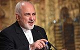 Iranian Foreign Minister Mohammad Javad Zarif speaks during a joint press conference with his Turkish and Azeri counterparts (unseen) on October 30, 2018, in Istanbul. (Ozan Kose/AFP)