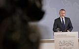 Danish Foreign Minister Anders Samuelsen gives a press conference in Copenhagen, on October 30, 2018. (Martin Sylvest/Ritzau Scanpix/AFP)