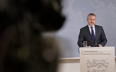Danish Foreign Minister Anders Samuelsen gives a press conference in Copenhagen, on October 30, 2018. (Martin Sylvest/Ritzau Scanpix/AFP)