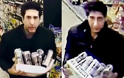 Actor David Schwimmer (L) and his lookalike suspected in a store theft (Screencapture)