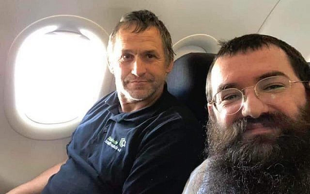 Rabbi Zalmen Wishedski, right, wrote a Facebook post about his conversation with a German man who travels to Israel to renovate Holocaust survivors’ apartments. (Wishedski/JTA) Rabbi Zalmen Wishedski, right, wrote a Facebook post about his conversation with a German man who travels to Israel to renovate Holocaust survivors’ apartments. (Wishedski/JTA)
