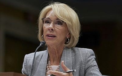 In this photo from June 5, 2018, Education Secretary Betsy DeVos testifies during a Senate Subcommittee on Labor, Health and Human Services, Education, and Related Agencies Appropriations hearing in Washington. (AP Photo/Carolyn Kaster, File)