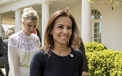 Dina Powell leaves a news conference in the Rose Garden at the White House in Washington on April 5, 2017. (AP/Andrew Harnik, File)