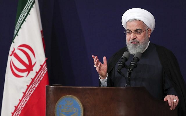In this photo released by official website of the office of the Iranian Presidency, President Hassan Rouhani speaks in a ceremony to mark the start of the Iranian academic year at Tehran University, Iran, Sunday, Oct. 14, 2018. (Iranian Presidency Office via AP) In this photo released by official website of the office of the Iranian Presidency, President Hassan Rouhani speaks in a ceremony to mark the start of the Iranian academic year at Tehran University, Iran, Sunday, Oct. 14, 2018. (Iranian Presidency Office via AP)