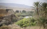 The Jordan river can be seen in the Jordan valley area called Naharayim, October 22, 2018. (AP Photo/Ariel Schalit)