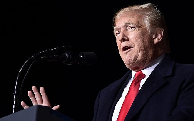 US President Donald Trump speaks at a rally at Central Wisconsin Airport in Mosinee, Wis., Wednesday, Oct. 24, 2018. (AP Photo/Susan Walsh) US President Donald Trump speaks at a rally at Central Wisconsin Airport in Mosinee, Wis., Wednesday, Oct. 24, 2018. (AP Photo/Susan Walsh)