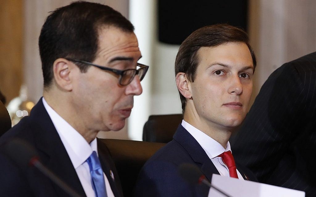 White House senior adviser Jared Kushner, right, sits next to Treasury Secretary Steven Mnuchin during the US-China Comprehensive Economic Dialogue, on July 19, 2017, at the Treasury Department in Washington. (AP Photo/Jacquelyn Martin) White House senior adviser Jared Kushner, right, sits next to Treasury Secretary Steven Mnuchin during the US-China Comprehensive Economic Dialogue, on July 19, 2017, at the Treasury Department in Washington. (AP Photo/Jacquelyn Martin)