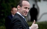 Former US president Donald Trump's White House senior adviser Stephen Miller gives a thumbs up to a member of the audience as he attends the annual White House Easter Egg Roll on the South Lawn of the White House in Washington, DC, on Monday, April 2, 2018. (AP Photo/Andrew Harnik)