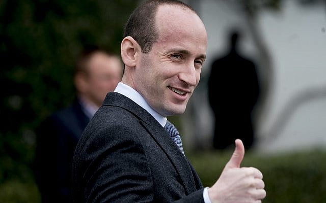 Former US president Donald Trump's White House senior adviser Stephen Miller gives a thumbs up to a member of the audience as he attends the annual White House Easter Egg Roll on the South Lawn of the White House in Washington, DC, on Monday, April 2, 2018. (AP Photo/Andrew Harnik) Former US president Donald Trump's White House senior adviser Stephen Miller gives a thumbs up to a member of the audience as he attends the annual White House Easter Egg Roll on the South Lawn of the White House in Washington, DC, on Monday, April 2, 2018. (AP Photo/Andrew Harnik)