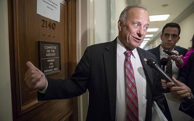 Republican Representative Steve King of Iowa on Capitol Hill in Washington, on June 27, 2018. (AP/J. Scott Applewhite) Republican Representative Steve King of Iowa on Capitol Hill in Washington, on June 27, 2018. (AP/J. Scott Applewhite)