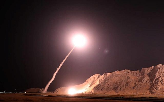 In this photo released on October 1, 2018, by the Iranian Revolutionary Guard Corps, a missile is fired from city of Kermanshah in western Iran targeting the Islamic State group in Syria. (Sepahnews via AP) In this photo released on October 1, 2018, by the Iranian Revolutionary Guard Corps, a missile is fired from city of Kermanshah in western Iran targeting the Islamic State group in Syria. (Sepahnews via AP)